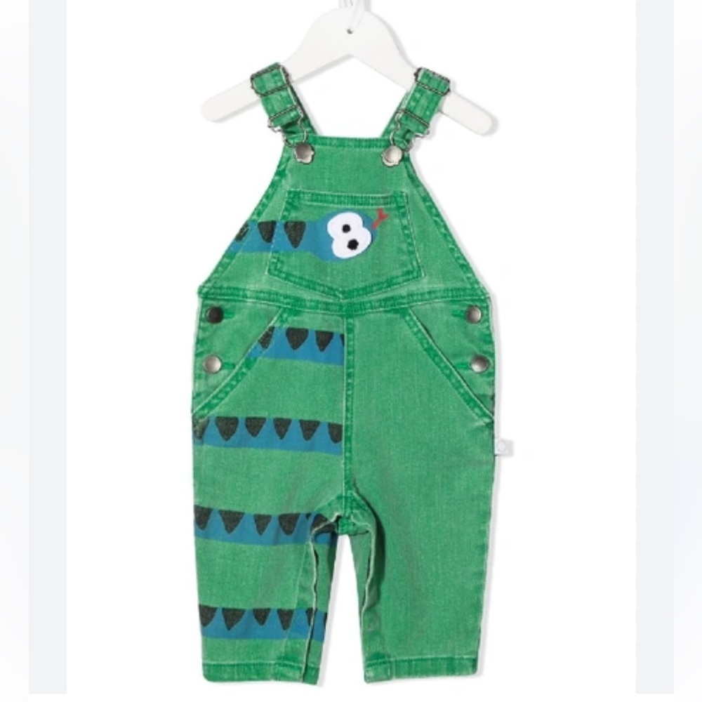 STELLA MCCARTNEY Babies' Snake Print Dungarees In Green